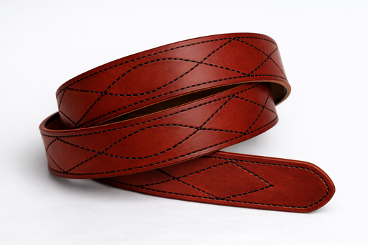 Light Brown Designer Leather Belt (Black Stitching)