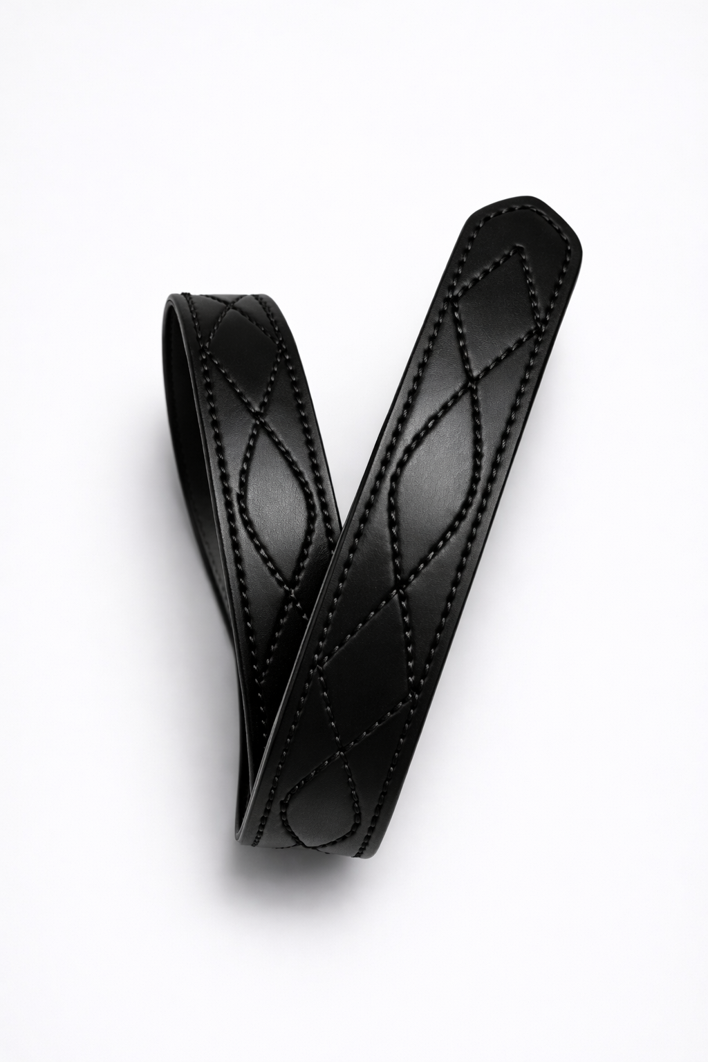 Black Designer Leather Belt (Black Stitching)