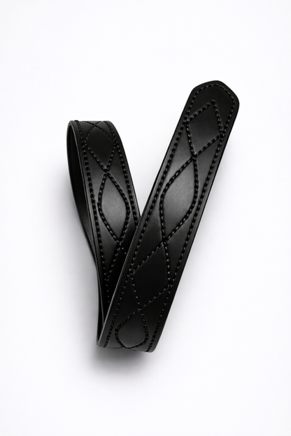 Black Designer Leather Belt (Black Stitching)
