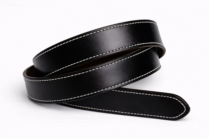 Black Classic Leather Belt (White Stitching)