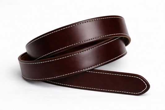Dark Brown Classic Leather Belt (White Stitching)