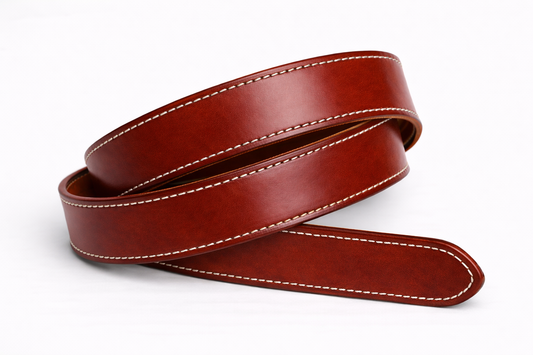 Light Brown Classic Leather Belt (White Stitching)
